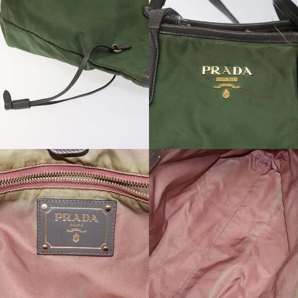 PRADA Tote Bag Nylon Khaki Gold - Picture 11 of 12